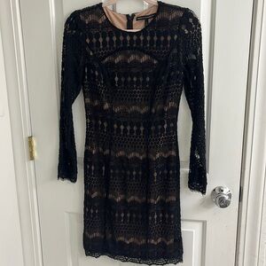 Black lace long sleeve dress